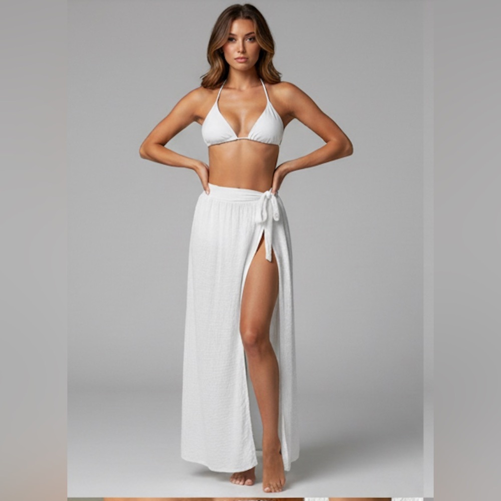 White Knot Waist Cover Up Skirt